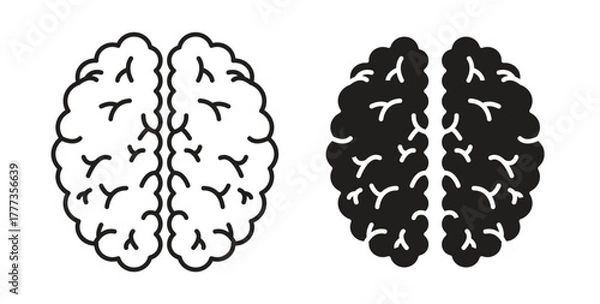 Obraz Brain icon with glyph and line. black vector icons for Web UI