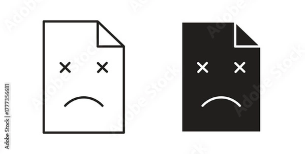 Obraz Broken Image icon with glyph and line. black vector icons for Web UI