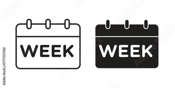 Obraz Calendar week icon with glyph and line. black vector icons for Web UI