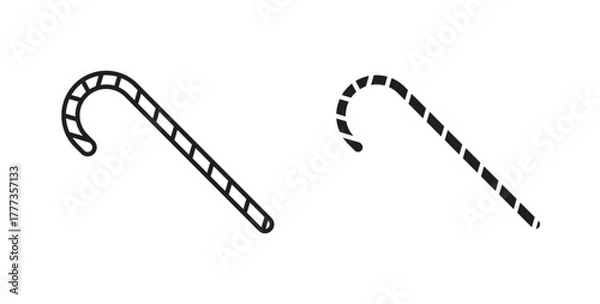 Obraz Candy Cane icon with glyph and line. black vector icons for Web UI