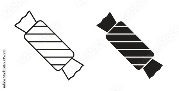 Obraz Candy-sweet icon with glyph and line. black vector icons for Web UI