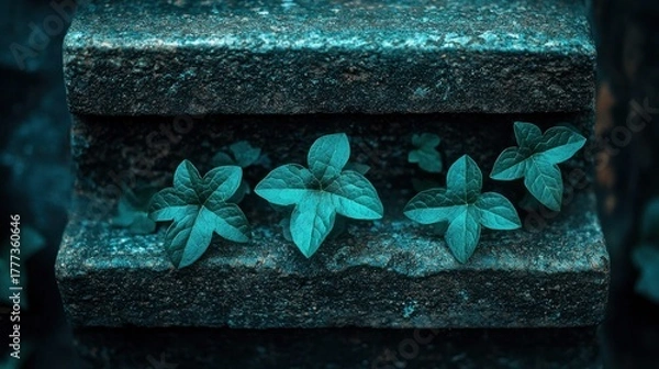 Fototapeta Leaves between stone