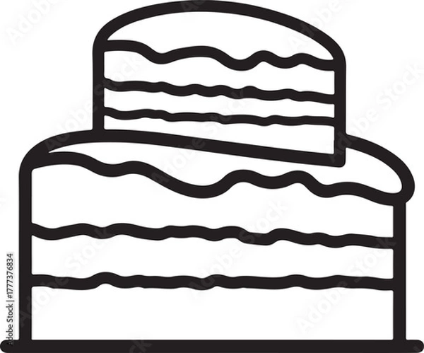 Fototapeta Stacked layer cake with slice icon dessert illustration