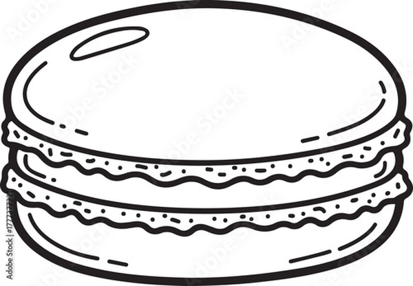 Fototapeta Macaron Cookie Icon with Dotted Filling macaroon dessert