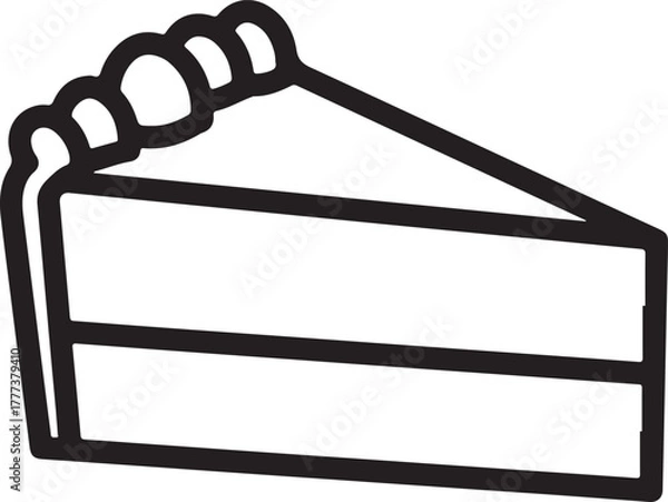Fototapeta Black and White Outline of a Slice of Pie dessert sweet