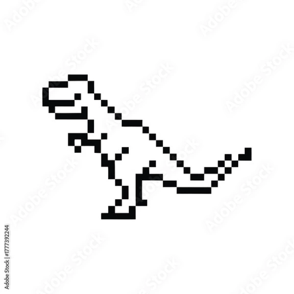 Fototapeta Pixelated Dinosaur Isolated On White Background Simple Line Art