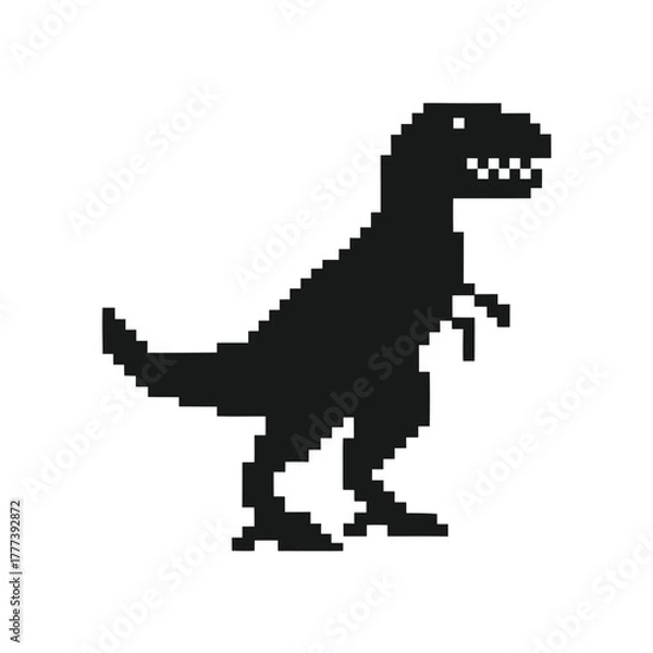 Fototapeta Pixelated Dinosaur Icon on White Background Silhouette Tyrannosaurus