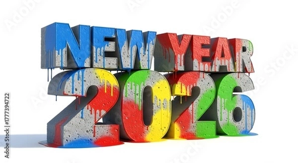 Fototapeta Colorful graffiti new year 2023 celebration text on white background