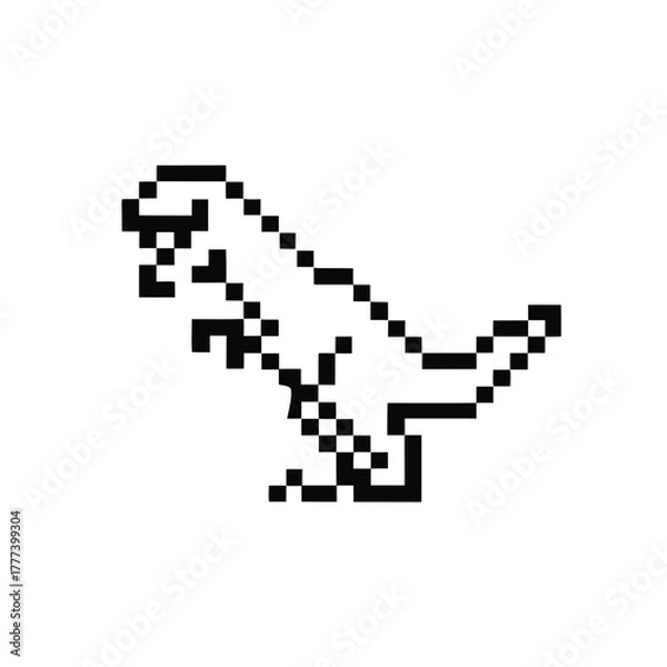 Fototapeta Pixelated Dinosaur with Retro 8bit Design on White