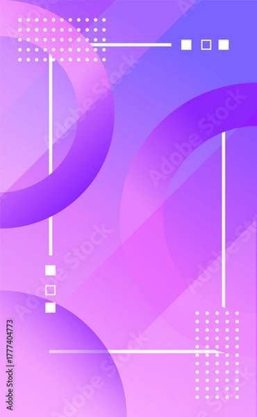 Obraz Colorful gradient abstract background with 3D circle and geometric frame, modern pastel design perfect for poster, banner, or digital art.