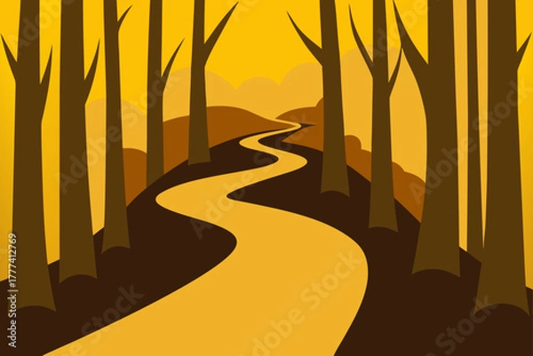 Fototapeta Golden Forest Path