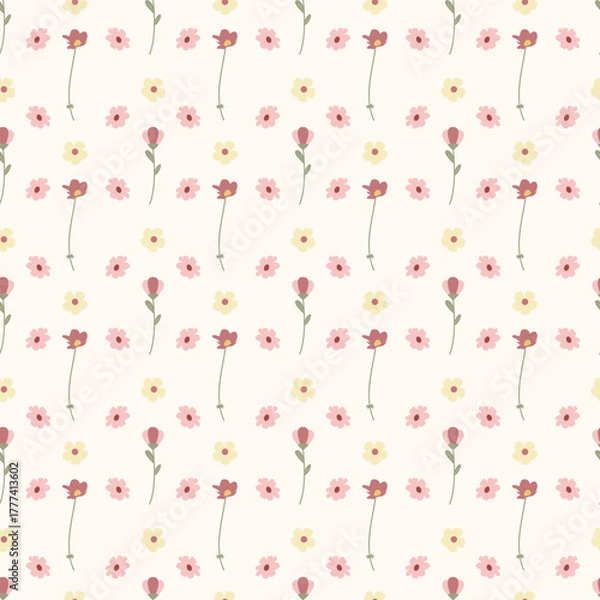 Obraz Cute kawaii small flower ditsy floral pattern background