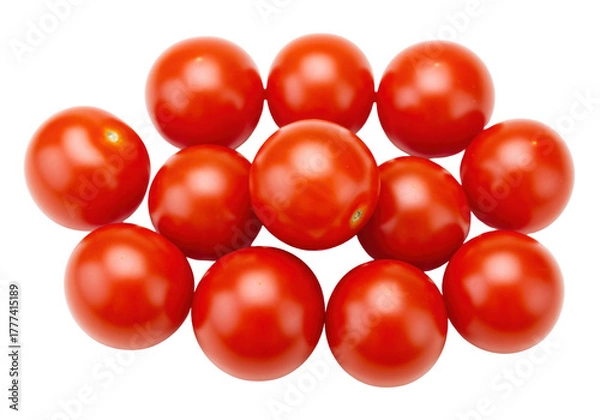 Obraz Isolated vibrant cherry tomatoes arranged closely together, fresh and juicy, simple composition