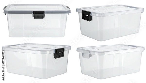 Obraz Clear plastic storage box; 4 angles
