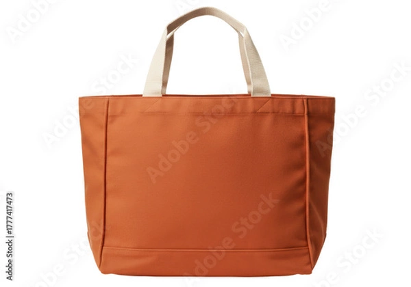 Obraz Isolated orange tote bag with beige handles, stylish accessory for shopping trips
