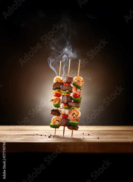 Obraz 꼬치, 꼬치구이, 술안주, 소풍, 야외 음식, 길거리 음식, 먹을것, 성탄, 야채, 굽다, 바베큐, 고기꼬치