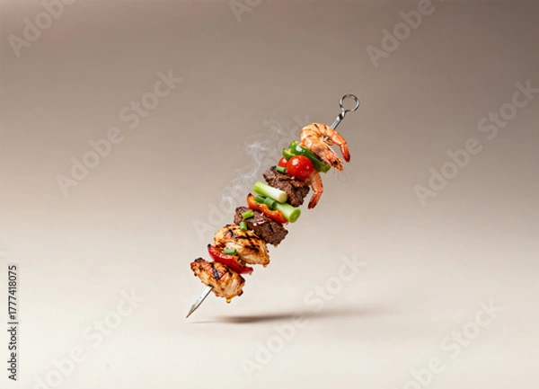 Obraz 꼬치, 꼬치구이, 술안주, 소풍, 야외 음식, 길거리 음식, 먹을것, 성탄, 야채, 굽다, 바베큐, 고기꼬치