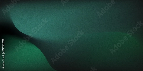 Fototapeta Dark green blue grainy gradient background, black backdrop, noise texture