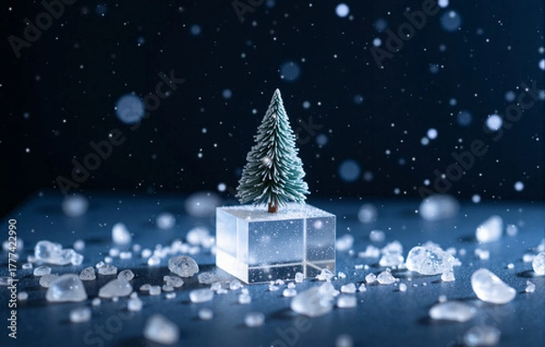 Fototapeta christmas tree with ice