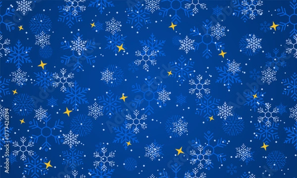 Fototapeta Snowflakes seamless pattern. Falling snowflakes. Winter holidays theme. Seamless background with snowflakes. Snowfall. Vector illustration