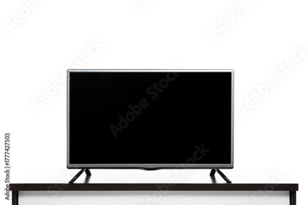 Fototapeta 4K LCD, television black blank screen in living room on white background