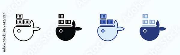 Fototapeta Docker icon sheet multiple style collection isolated vector