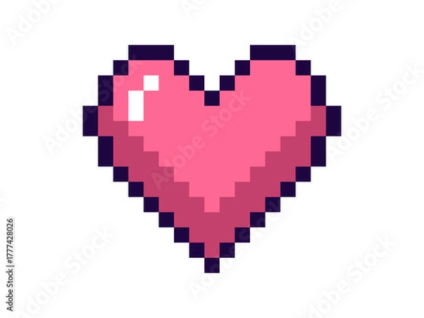 Obraz Isolated 8 bits pixel art love pink heart icon,