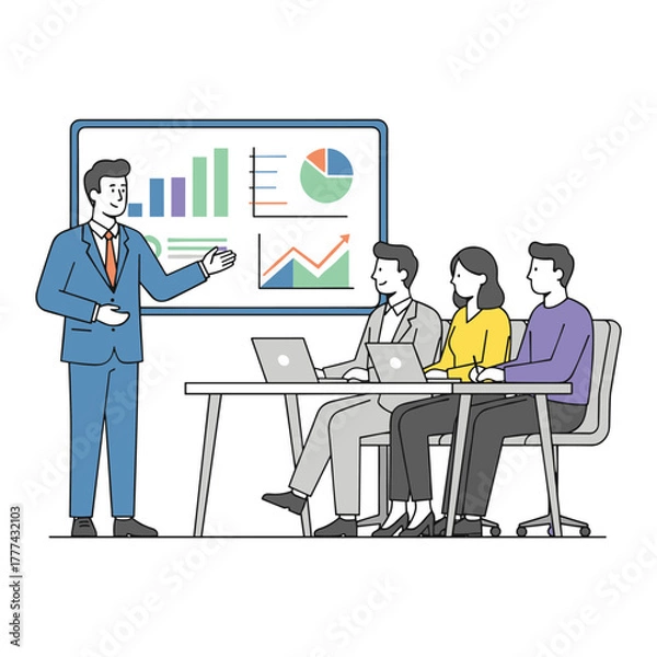 Obraz Business Presentation Meeting Vector Illustration