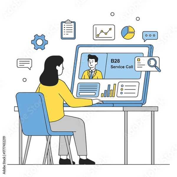 Fototapeta Online Service Call and Support Vector Illustration