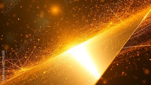 Fototapeta updraft. Thin metal sheets lifted by celestial golden photonic winds in space. product launch decks, UI/UX mockups, designed for product launches and innovation pitches, used by teachers.