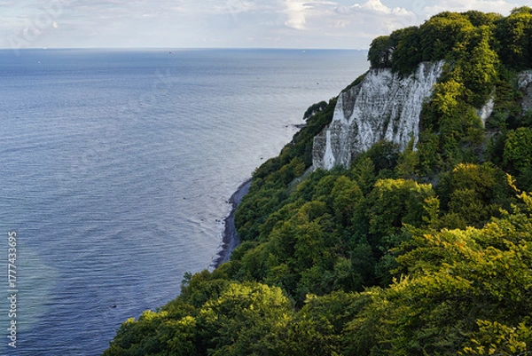 Fototapeta Blick auf die weißen Kreidefelsen an der Steilküste der Ostseeinsel Rügen, Mecklenburg-Vorpommern