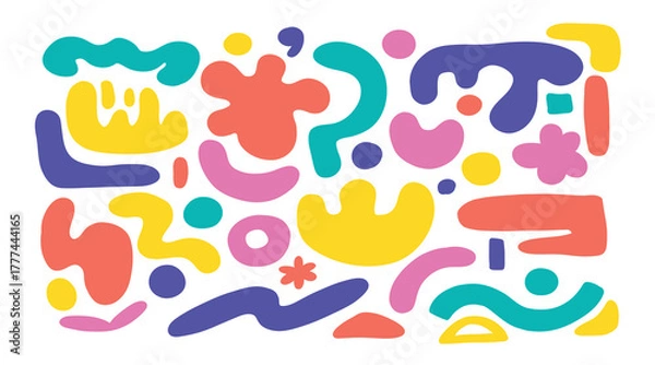 Obraz Hand drawn rock punk music star grunge heart doodle icon element set. Crayon brush stroke hand drawn line sketch style doodle rock punk star, heart shape. Crayon scribble music vector illustration