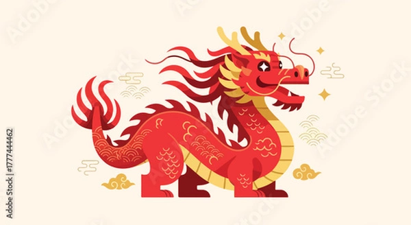 Obraz Chinese Dragon Mascot Vector Lunar New Year Illustration