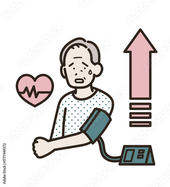 Obraz 高血圧のシニア世代の男性のイラスト