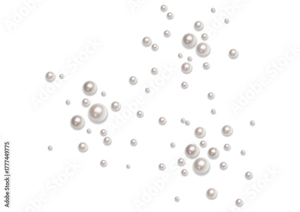 Obraz Scattered pearls on a transparent background, isolated on transparent background