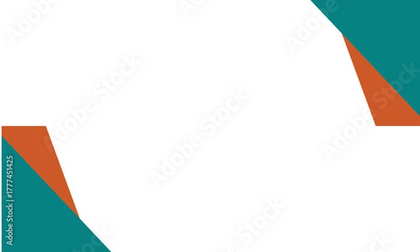 Obraz Abstract geometric background with teal and orange corner shapes on a white backdrop. Modern minimalist layout suitable for banner, presentation, or business design template use.