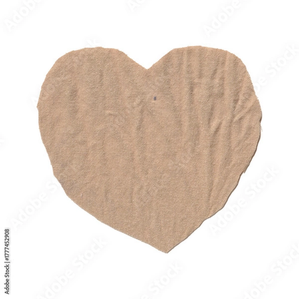 Fototapeta Rustic Burlap Fabric Heart Shape PNG Isolated on Transparent Background – Handmade Element for Valentine’s Day, Weddings, and Crafts.
