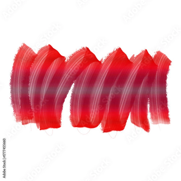 Obraz Abstract red brush stroke paint smear texture isolated design element on white background