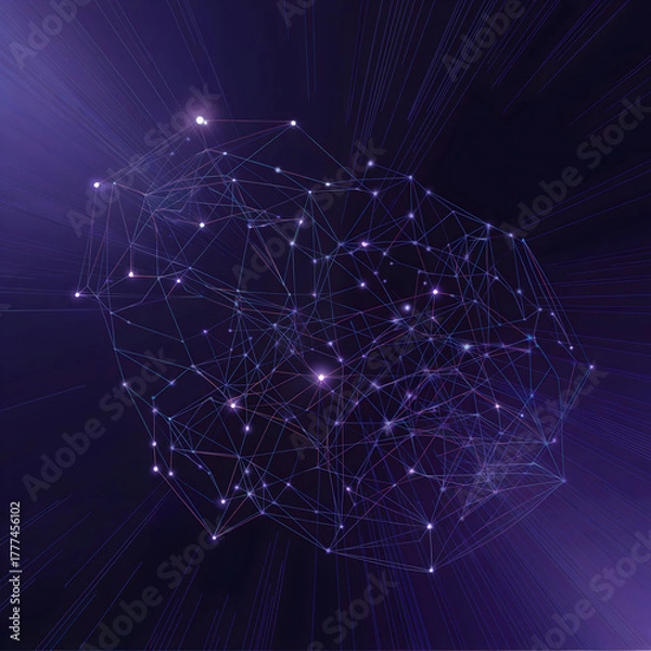 Fototapeta Complex interconnected web of glowing points and lines illustrating advanced technological concepts