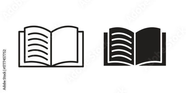 Obraz Book icon flat and thin stroke vector pack. Editable icons set