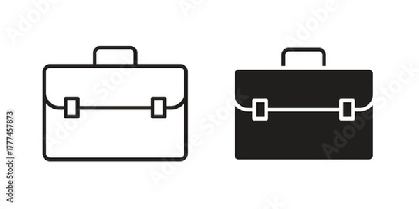 Obraz Briefcase icon flat and thin stroke vector pack. Editable icons set