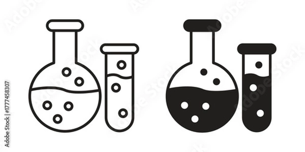 Fototapeta Chemistry icon flat and thin stroke vector pack. Editable icons set