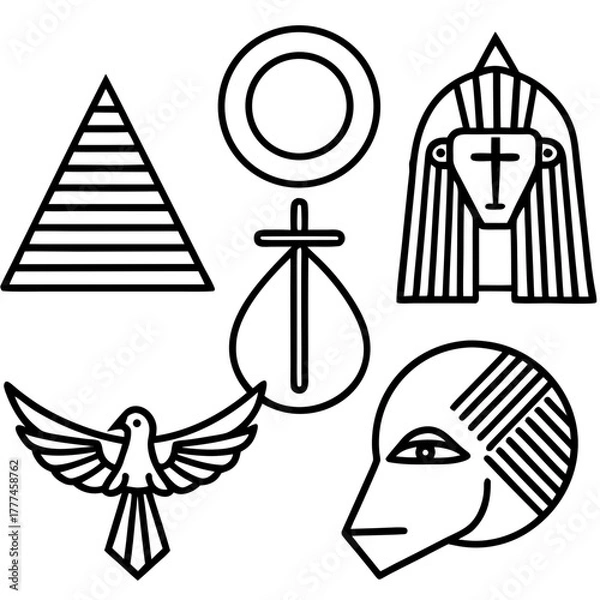 Obraz Ancient Egypt Symbols Vector Collection