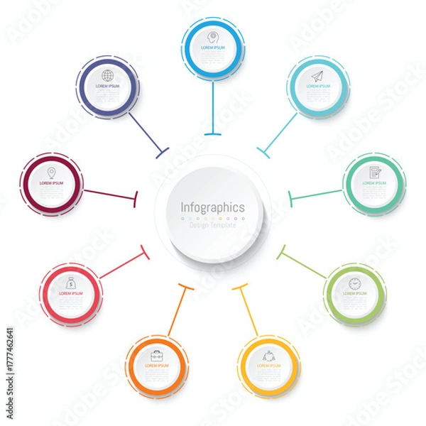 Fototapeta Infographic 9 options design elements for your business data. Vector Illustration.