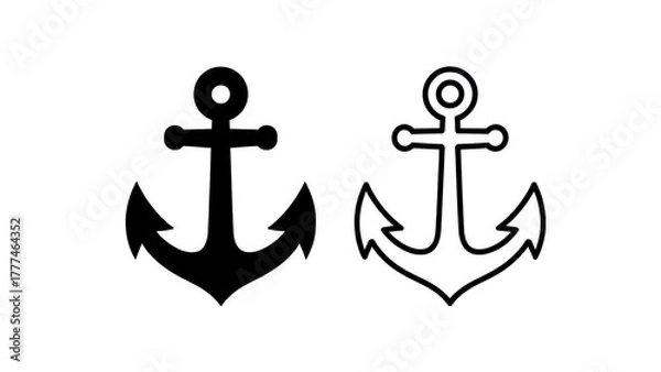 Fototapeta Outline of a ship anchor icon representing maritime navigation and stability isolated on transparent background