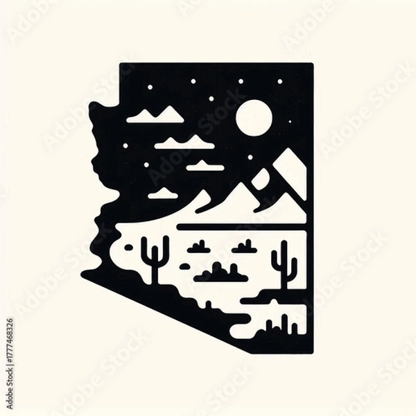 Obraz state of Arizona vector black and white, arizona, america, usa, vector, black and white, map, wallpaper, image