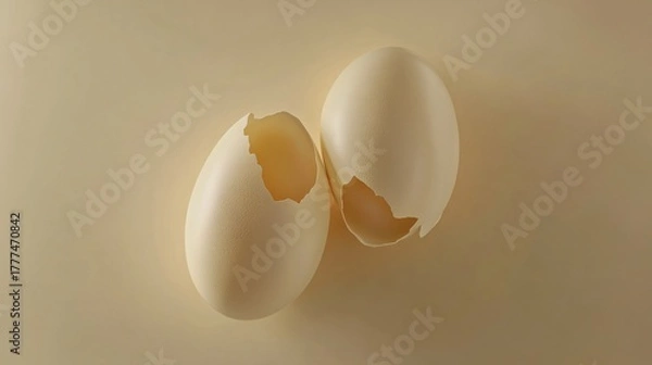 Obraz Double-shelled Peeled Egg with Copy Space