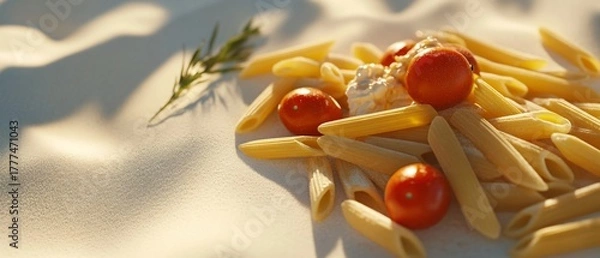 Obraz Creamy Penne Pasta with Red Tomatoes