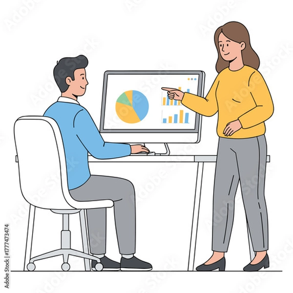 Fototapeta Workplace Coaching Session vector illustration