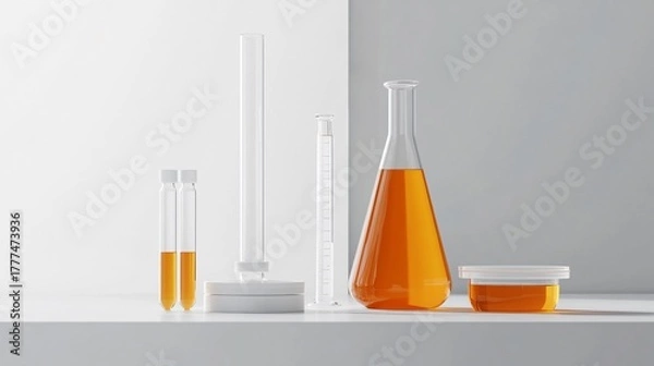 Fototapeta Laboratory Glassware with Petri Dishes and Flask